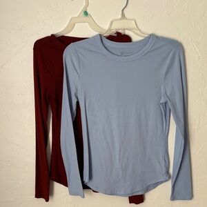No Boundaries Light Blue and Dark Red Long Sleeve Tops